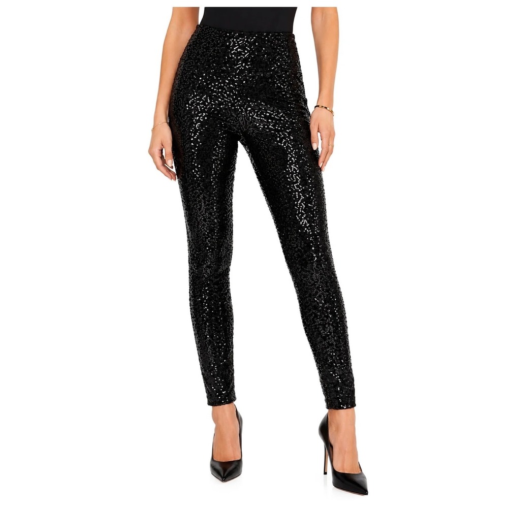 Tipsy Elves Womens Medium Black Sequin High Waisted Leggings